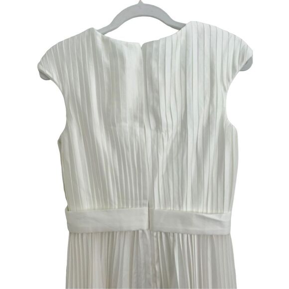 Ieena For Mac Duggal Cap Sleeve Belted A-Line Midi Dress White Women's Size 6 - Picture 7 of 12